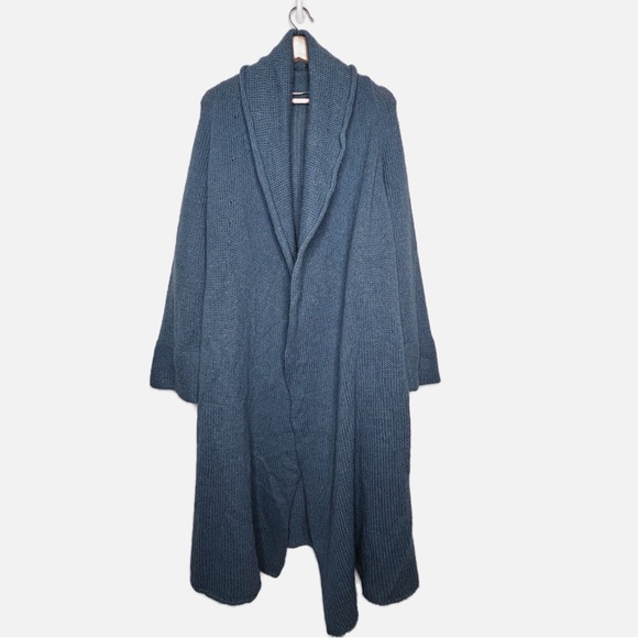 Soft Surroundings Telluride Topper Blue Heather Open Front Long Cardigan L EUC - Picture 2 of 11